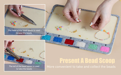 hobbyworker The Bead Mat with Bead Scoop and Soft Perfect Stable and Individual Grids for Craft Jewelry Making